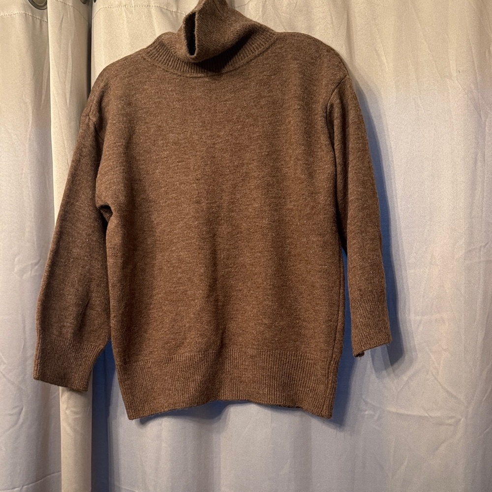 Womens Brown Turtleneck Sweater